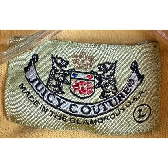 VTG Y2K Juicy Couture Sweatshirt Jacket Women L Yellow Velour Full-Zip USA Made - Picture 5 of 9